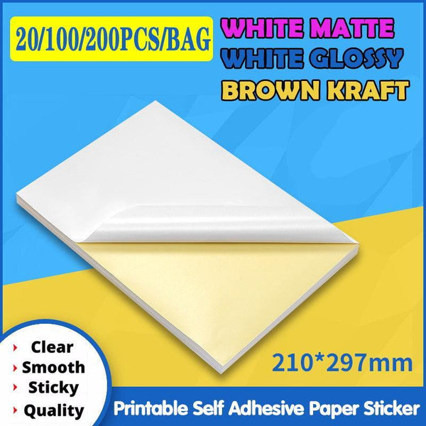 A4 Self Adhesive Sticker Paper Sheet Label Laser Inkjet Print Mailing Address White Matte 2X6 *100 Pcs Stickers