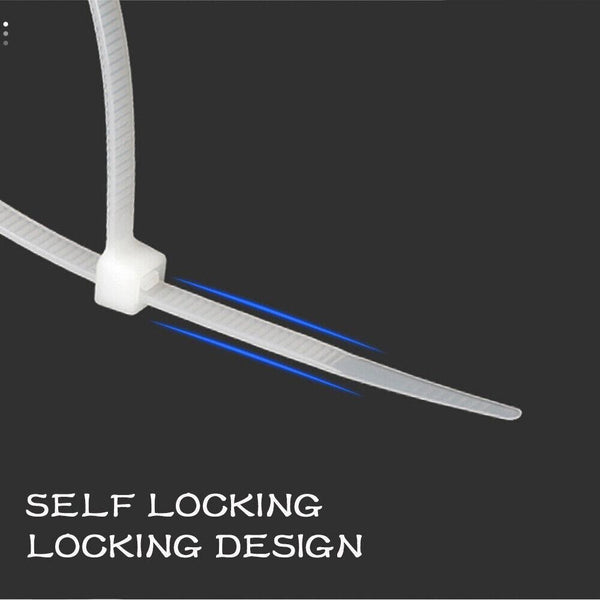 100X Cable Ties Zip Nylon Uv Stabilised Bulk White 10*600Mm Cable Ties & Organisers