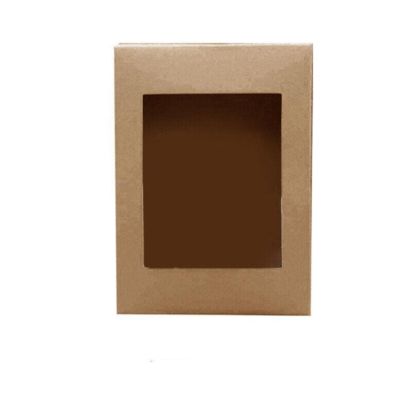 10 Pack Kraft Paper Boxes With Window Disposable Cardboard Gift Catering Trays 20X15x5cm Food Storage Containers