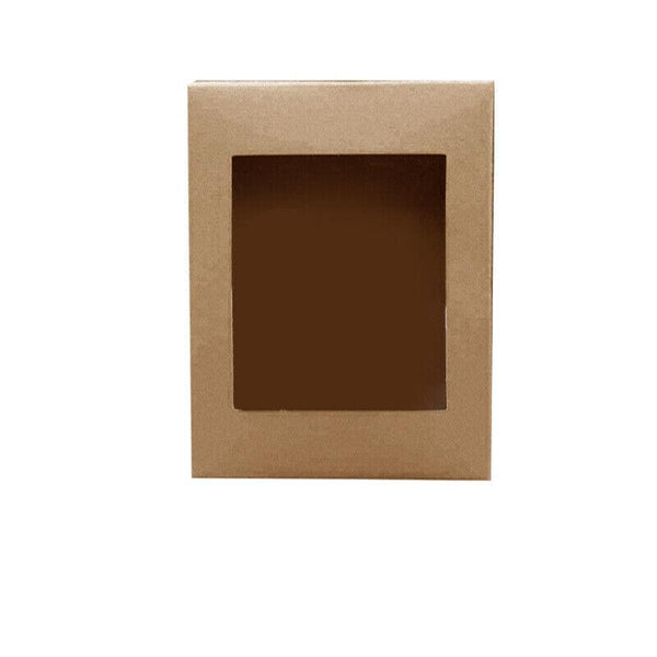10 Pack Kraft Paper Boxes With Window Disposable Cardboard Gift Catering Trays 20X15x5cm Food Storage Containers