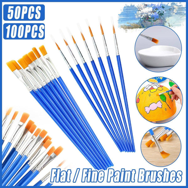 50/100Pcs Plastic Flat Tip Hook Line Brushes For Diy Ceramics And Watercolor Painting Mixed Artists Brushes