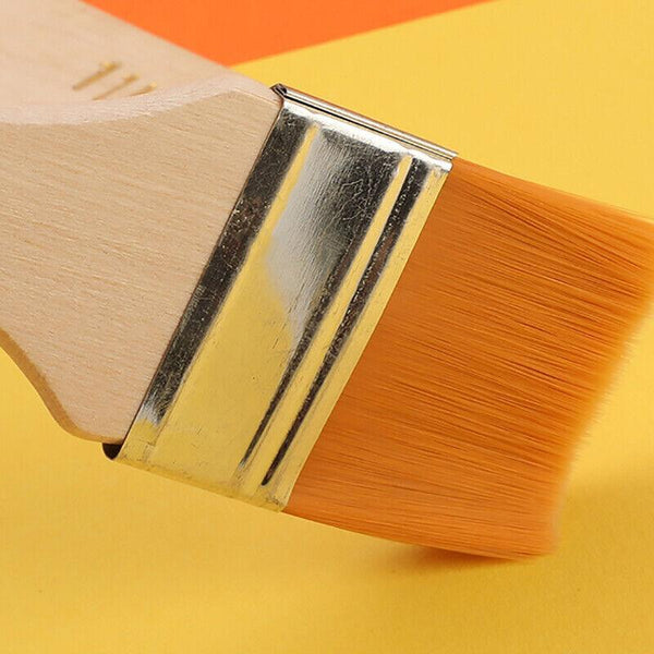 3Pack Art Brushes Flat Paint Set Drawing Painting Wooden Handle Craft Artists Brushes