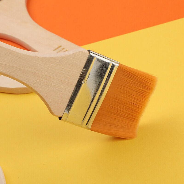 3Pack Art Brushes Flat Paint Set Drawing Painting Wooden Handle Craft Artists Brushes