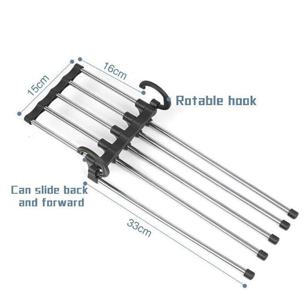5 In 1 Stainless Steel Pants Rack Hanger Wardrobe Shelves Magic Multi Functional Black 1Pc Clothes Hangers