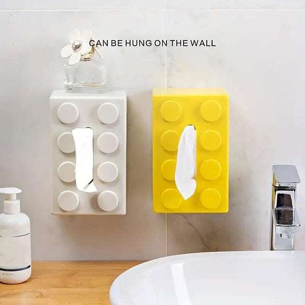 Tissue Box Cover Creative Building Block Cute Napkin Dispenser Holder Home Decor White Tissue Box Covers