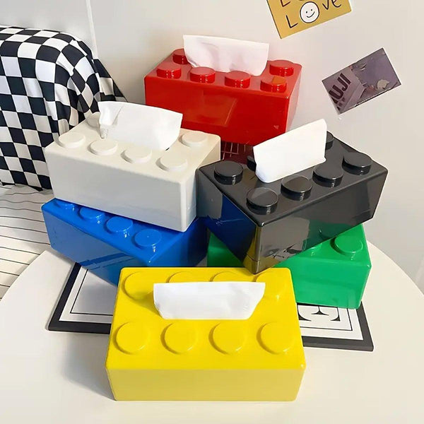 Tissue Box Cover Creative Building Block Cute Napkin Dispenser Holder Home Decor White Tissue Box Covers