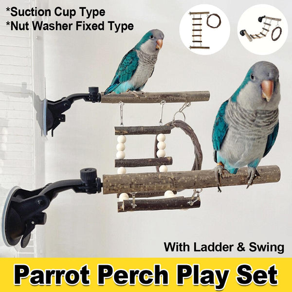 Parrot Stand Climbing Ladder Swing Toy For Birds Cage Play Accessories Suction Cup Type Birds Toys
