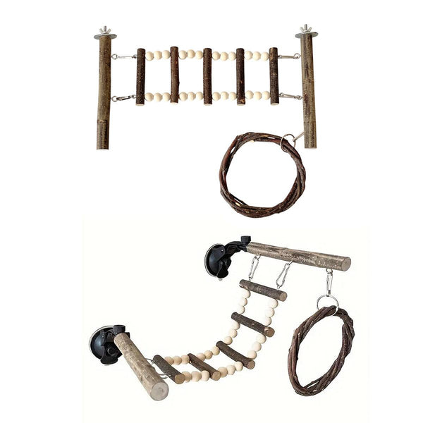 Parrot Stand Climbing Ladder Swing Toy For Birds Cage Play Accessories Suction Cup Type Birds Toys