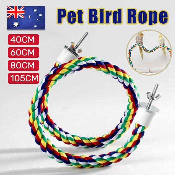 Parrot Rope Perch Colourful Bird Cage Toy Cotton Bungee Swing For Pet Birds 60Cm Birds Toys