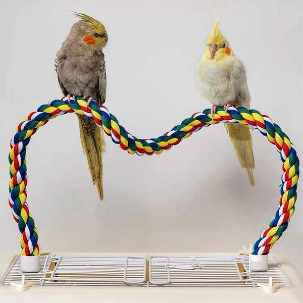 Parrot Rope Perch Colourful Bird Cage Toy Cotton Bungee Swing For Pet Birds 60Cm Birds Toys
