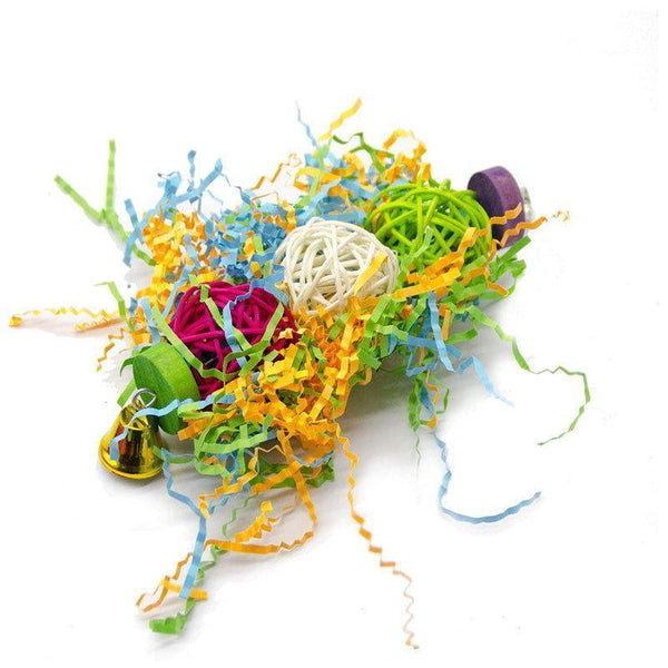 3Pcs Bird Parrot Shredding Toys Chewing Foraging Hanging Cage Shredder Bell Birds Toys