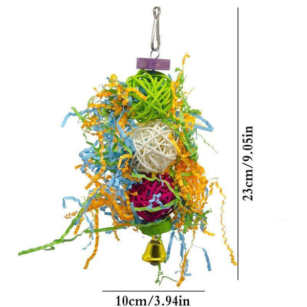 3Pcs Bird Parrot Shredding Toys Chewing Foraging Hanging Cage Shredder Bell Birds Toys