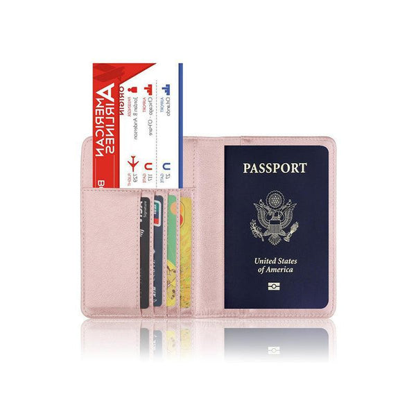 Rfid Passport Holder Slim Leather Travel Wallet Id Card Cover Case For Men Women Rose Red Travel Wallets