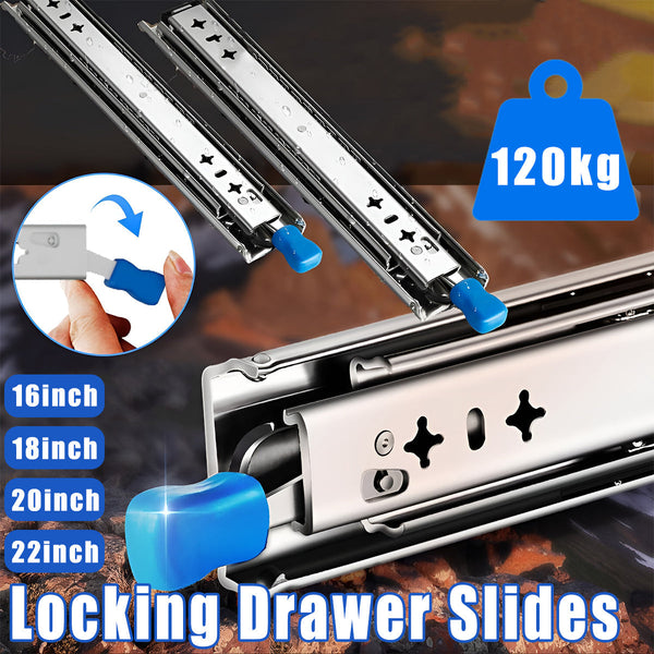 1 Pair Locking Drawer Slides Heavy Duty 120Kg Runners Trailer 16 18 22 Inch 16Inch/400Mm Dressers & Chests Of Drawers