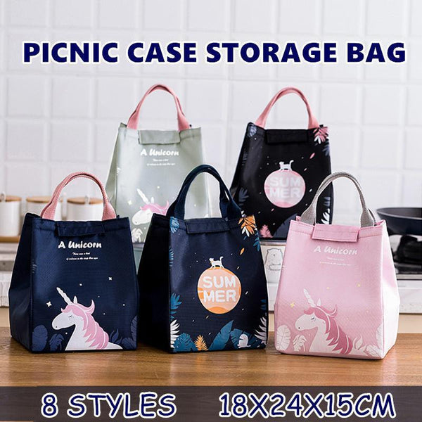 Insulated Thermal Lunch Box Carry Tote Picnic Case Storage Bag 18X24x15cm Style E07 Lunchboxes