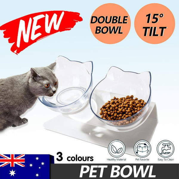 Double Cat Dog Bowl Elevated Pet Feeder Stand Raised Food Water Feeding Dish Black+Black Dishes Feeders & Fountains
