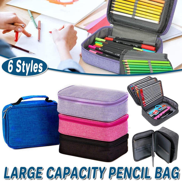Large Capacity Waterproof Pen Pouch Pencil Case Student Stationery Storage Bag Black Pencil Cases