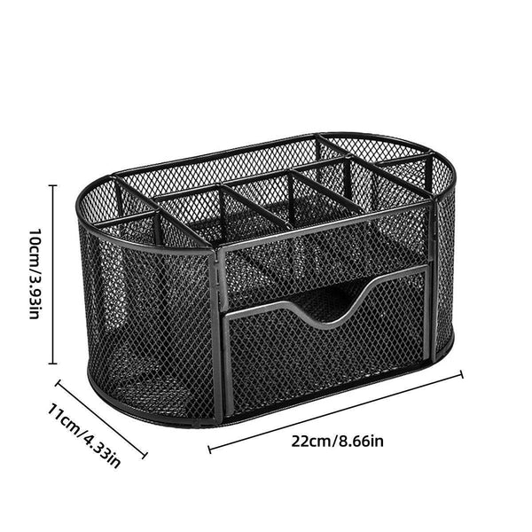 Creative Metal Desktop Pen Holder Multi Function Storage Box Organizer Rack Grey Pen Holders