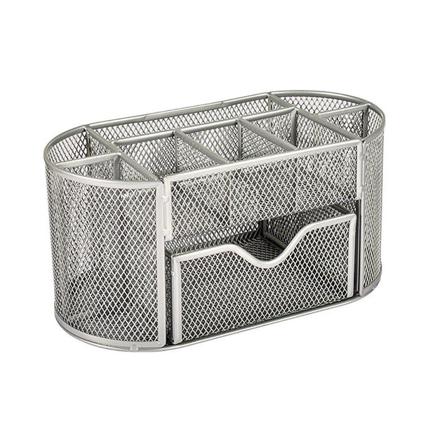 Creative Metal Desktop Pen Holder Multi Function Storage Box Organizer Rack Grey Pen Holders