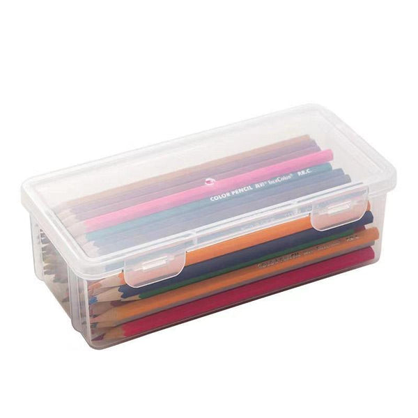 Transparent Stationery Organiser Box With Lid Pencil Case Holder 4Pcs Set Pencil Cases
