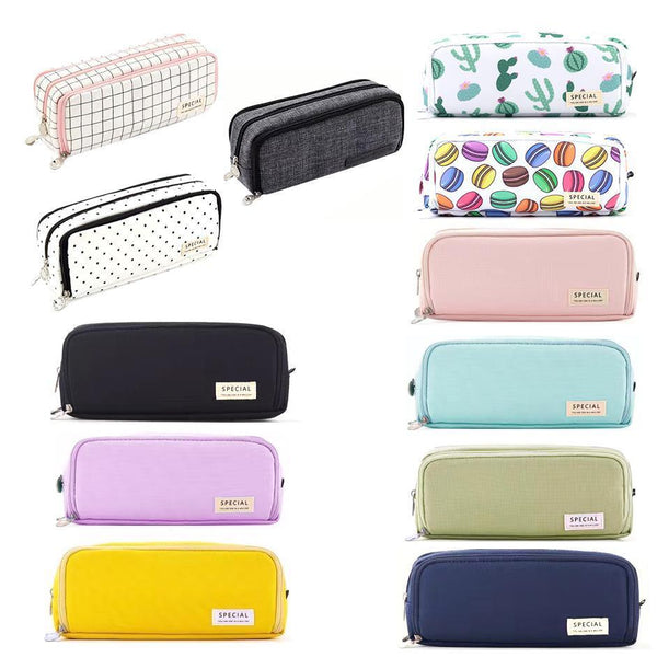 Zipper Pencil Case Large Capacity Storage Bag School Stationery Makeup Organizer Dot Pencil Cases