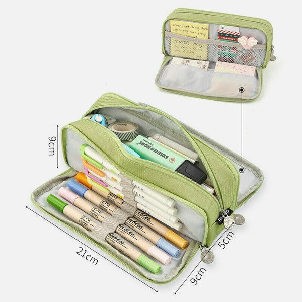 Zipper Pencil Case Large Capacity Storage Bag School Stationery Makeup Organizer Yellow Pencil Cases