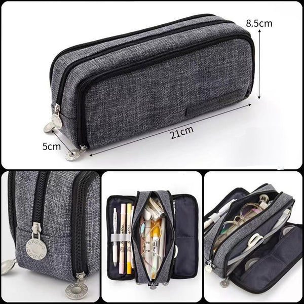 Zipper Pencil Case Large Capacity Storage Bag School Stationery Makeup Organizer Yellow Pencil Cases