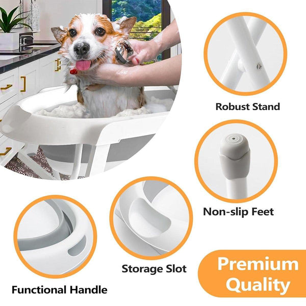 Pet Bath Tub Elevated Stand For Cats And Puppies Portable Bathing Pets Dog Grooming