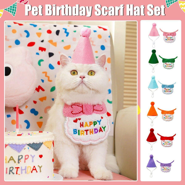 Pet Birthday Dog Cat Bib Scarf Hat Accessory Dogs Cats Celebration Sky Blue Dog Clothing & Shoes