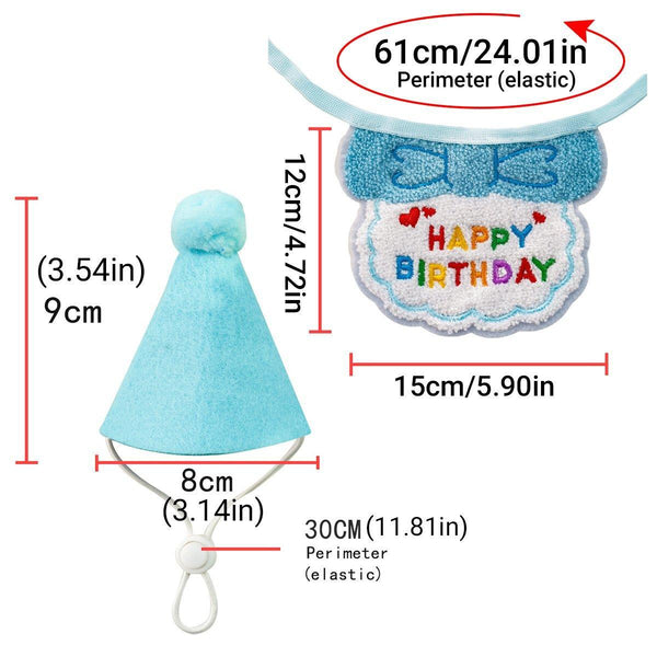 Pet Birthday Dog Cat Bib Scarf Hat Accessory Dogs Cats Celebration Sky Blue Dog Clothing & Shoes