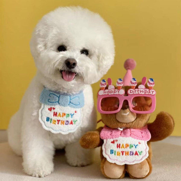 Pet Birthday Dog Cat Bib Scarf Hat Accessory Dogs Cats Celebration Sky Blue Dog Clothing & Shoes