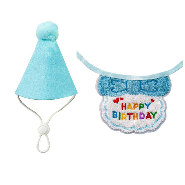 Pet Birthday Dog Cat Bib Scarf Hat Accessory Dogs Cats Celebration Sky Blue Dog Clothing & Shoes
