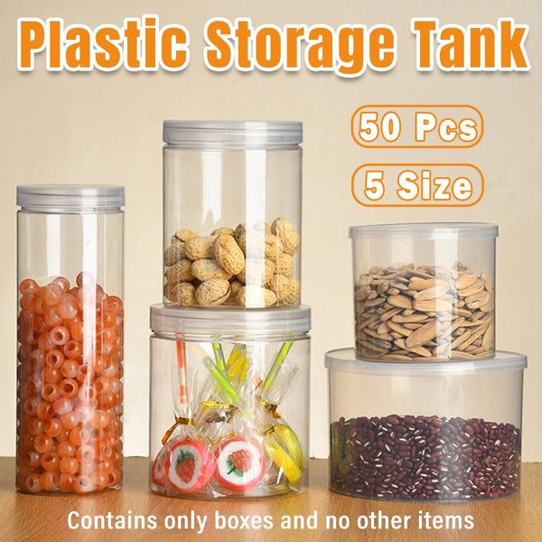 Wide Mouth Plastic Food Bottles 50Pcs Transparent Sealed Storage Tanks Container 10Cm X 8.5Cm Food Storage Containers