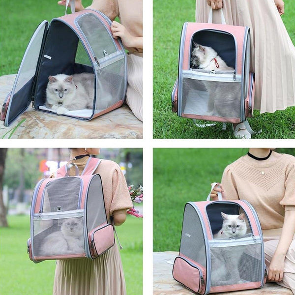 Large Foldable Breathable Portable Cat Dog Bag Outdoor Shoulder Pet Backpack Blue Pet Transport