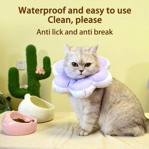 Elizabethan Cat Recovery Collar Anti Licking Pet Cone Protective Neck Ring Yellow Dog Collars