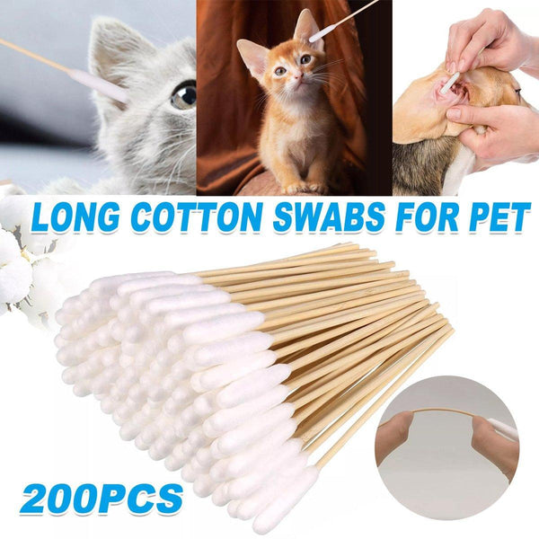 200Pcs Pet Ear Eye Nose Cleaning Cotton Swabs Disposable Dog Cat Grooming Tools Dog Grooming