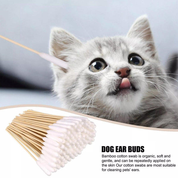 200Pcs Pet Ear Eye Nose Cleaning Cotton Swabs Disposable Dog Cat Grooming Tools Dog Grooming