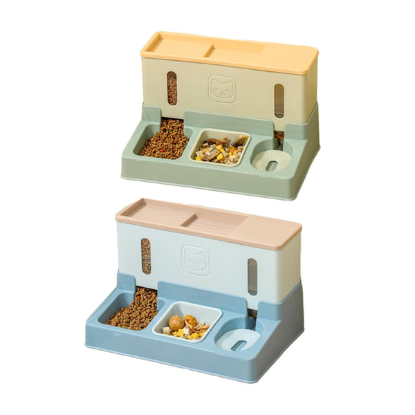 All In One Pet Feeding Bowl Cat Dog Water And Food Feeder Automatic Dispenser Blue Dog Bowls