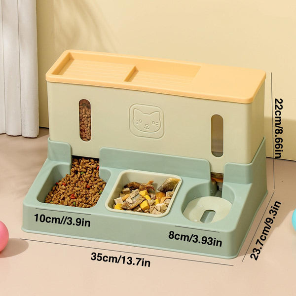 All In One Pet Feeding Bowl Cat Dog Water And Food Feeder Automatic Dispenser Blue Dog Bowls