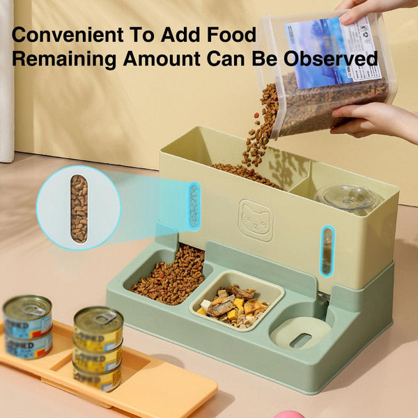 All In One Pet Feeding Bowl Cat Dog Water And Food Feeder Automatic Dispenser Blue Dog Bowls