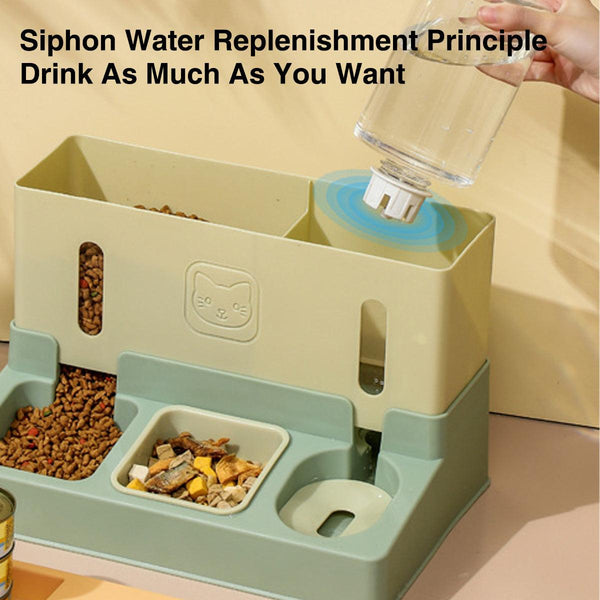 All In One Pet Feeding Bowl Cat Dog Water And Food Feeder Automatic Dispenser Blue Dog Bowls
