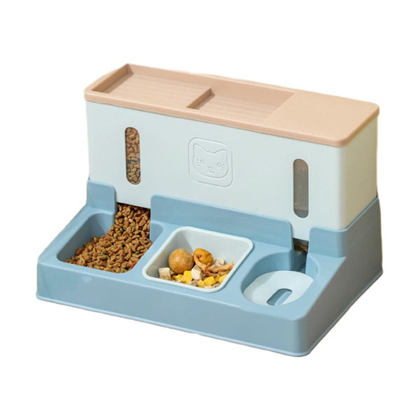 All In One Pet Feeding Bowl Cat Dog Water And Food Feeder Automatic Dispenser Blue Dog Bowls