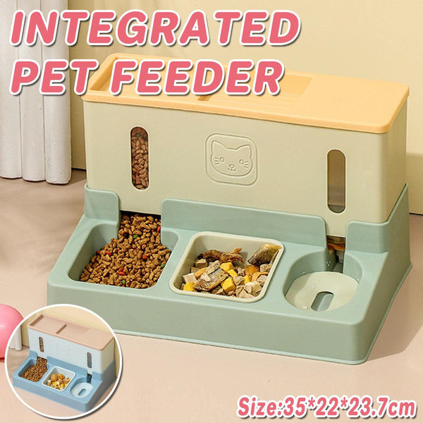 All In One Pet Feeding Bowl Cat Dog Water And Food Feeder Automatic Dispenser Green Dishes Feeders & Fountains