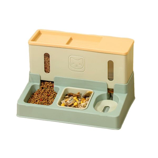 All In One Pet Feeding Bowl Cat Dog Water And Food Feeder Automatic Dispenser Green Dishes Feeders & Fountains