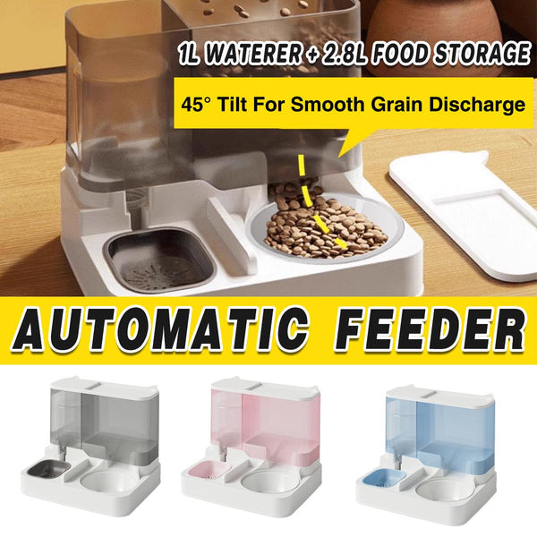 Automatic Cat Feeder Water Dispenser All In One Plastic Bowl For Cats And Dogs Pink Dog Automatic Feeders