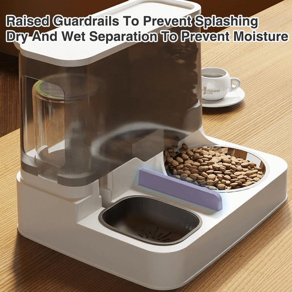 Automatic Cat Feeder Water Dispenser All In One Plastic Bowl For Cats And Dogs Pink Dog Automatic Feeders