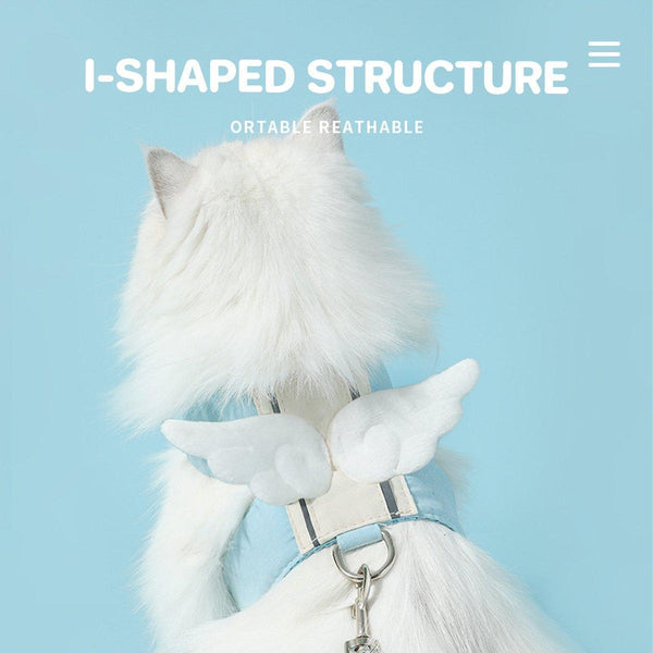 Pet Angel Wings Dog Vest Leash Cat Harness Anti Break Walking Set Blue M Small Animal Supplies