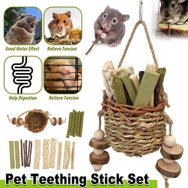 Pet Teething Stick Set Chew Toys For Hamster Dental Care Small Animal Supplies