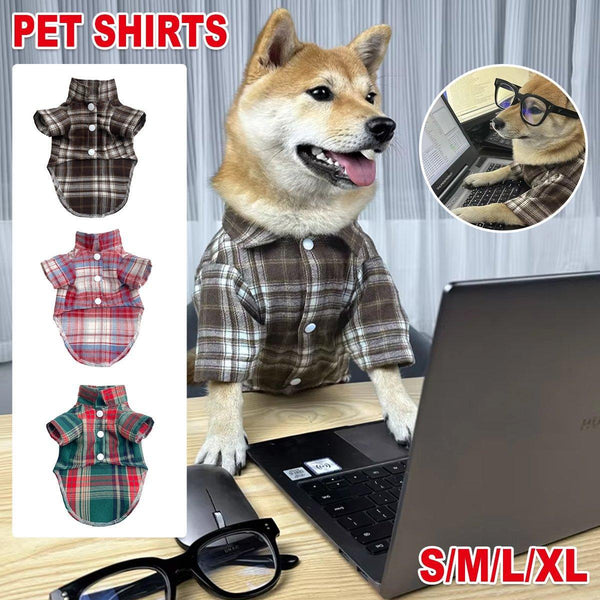 Soft Puppy Plaid Shirt Dog Clothes Jumpsuit Cat Pet Check Coat Summer T Brown Dog Clothing & Shoes