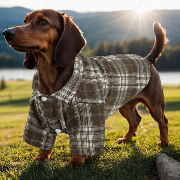 Soft Puppy Plaid Shirt Dog Clothes Jumpsuit Cat Pet Check Coat Summer T Brown Dog Clothing & Shoes